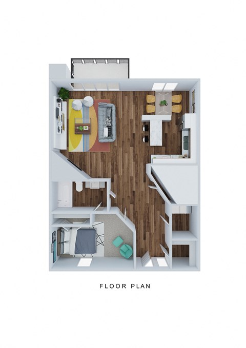 Floor plan for 1 bed, 1 bath, 850 sqft